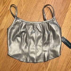 Silver Metallic Crop Top
